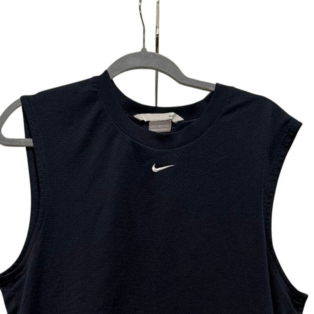 Vintage NIKE Mesh Shirt Men's Medium Sleeveless Center Logo Navy Blue